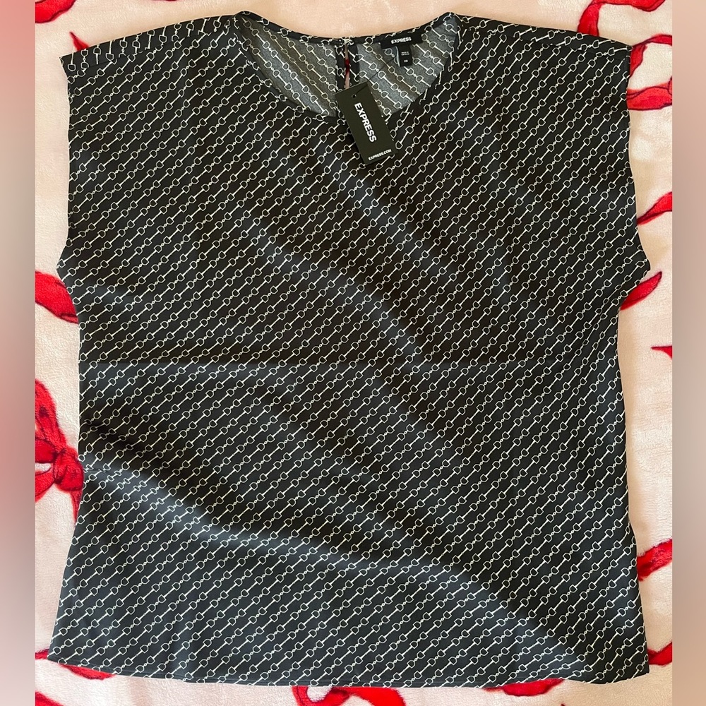NWT Express Satin Printed Gathered Top